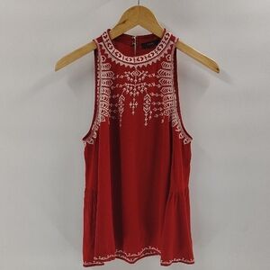 THML Halter Top Size Small White Embroidered Stitching Sleeveless